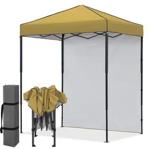 6x4 Instant Pop Up Canopy Tent with 1 Side Wall Panel, Straight Leg Sun Shelter, Portable Canopy with Carry Bag for Camping, Beach & Sports, Beige 6x4 Instant Pop Up Canopy Tent with 1 Side Wall Panel, Straight Leg Sun Shelter, Portable Canopy with Carry Bag for Camping, Beach & Sports, Beige