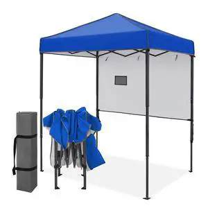 6x4 Instant Pop Up Canopy Tent with 1 Half Wall Panel, Straight Leg Sun Shelter, Portable Canopy with Carry Bag for Camping, Beach & Sports, Blue 6x4 Instant Pop Up Canopy Tent with 1 Half Wall Panel, Straight Leg Sun Shelter, Portable Canopy with Carry Bag for Camping, Beach & Sports, Blue