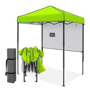 6x4 Instant Pop Up Canopy Tent with 1 Half Wall Panel, Straight Leg Sun Shelter, Portable Canopy with Carry Bag for Camping, Beach & Sports, Neon Green 6x4 Instant Pop Up Canopy Tent with 1 Half Wall Panel, Straight Leg Sun Shelter, Portable Canopy with Carry Bag for Camping, Beach & Sports, Neon Green