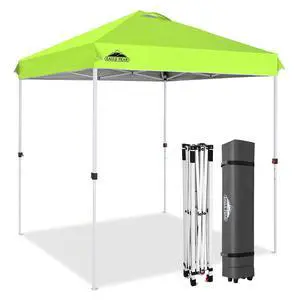 Pop Up Canopy Tent with Wheeled Carry Bag, 8 Stakes, 4 Ropes, Easy Set Up Tent Canopy, 6.6x6.6 ft, Neon Green Pop Up Canopy Tent with Wheeled Carry Bag, 8 Stakes, 4 Ropes, Easy Set Up Tent Canopy, 6.6x6.6 ft, Neon Green
