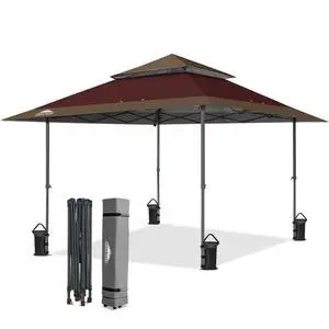 13x13 Straight Leg Pop Up Canopy Tent Instant Outdoor Canopy Easy Single Person Set up Folding Shelter w/Auto Extending Eaves 169 Square Feet of Shade (Burgundy/Brown) 13x13 Straight Leg Pop Up Canopy Tent Instant Outdoor Canopy Easy Single Person Set up Folding Shelter w/Auto Extending Eaves 169 Square Feet of Shade (Burgundy/Brown)