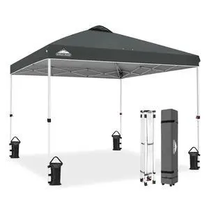 Pop Up Canopy Tent with Wheeled Carry Bag, 8 Stakes, 4 Ropes, 4 Weight Bags, Easy Set Up Tent Canopy, 10x10 ft, 100sqft of Shade, Gray Pop Up Canopy Tent with Wheeled Carry Bag, 8 Stakes, 4 Ropes, 4 Weight Bags, Easy Set Up Tent Canopy, 10x10 ft, 100sqft of Shade, Gray