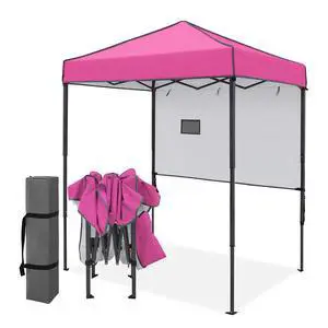 6x4 Instant Pop Up Canopy Tent with 1 Half Wall Panel, Straight Leg Sun Shelter, Portable Canopy with Carry Bag for Camping, Beach & Sports, Pink 6x4 Instant Pop Up Canopy Tent with 1 Half Wall Panel, Straight Leg Sun Shelter, Portable Canopy with Carry Bag for Camping, Beach & Sports, Pink