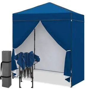 6x4 Instant Pop Up Canopy Tent with 4 Side Wall Panels, Straight Leg Sun Shelter, Portable Canopy with Carry Bag for Camping, Beach & Sports, Dark Blue 6x4 Instant Pop Up Canopy Tent with 4 Side Wall Panels, Straight Leg Sun Shelter, Portable Canopy with Carry Bag for Camping, Beach & Sports, Dark Blue