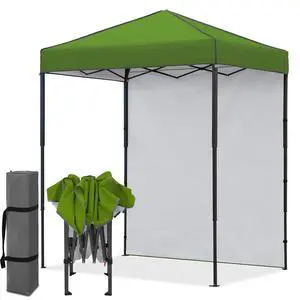 6x4 Instant Pop Up Canopy Tent with 1 Side Wall Panel, Straight Leg Sun Shelter, Portable Canopy with Carry Bag for Camping, Beach & Sports, Grass Green 6x4 Instant Pop Up Canopy Tent with 1 Side Wall Panel, Straight Leg Sun Shelter, Portable Canopy with Carry Bag for Camping, Beach & Sports, Grass Green