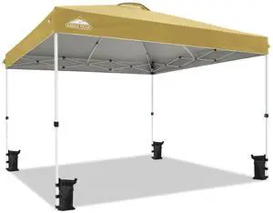 Pop Up Canopy Tent with Wheeled Carry Bag, 8 Stakes, 4 Ropes, 4 Weight Bags, Easy Set Up Tent Canopy, 12x12 ft, 144sqft of Shade, Beige Pop Up Canopy Tent with Wheeled Carry Bag, 8 Stakes, 4 Ropes, 4 Weight Bags, Easy Set Up Tent Canopy, 12x12 ft, 144sqft of Shade, Beige