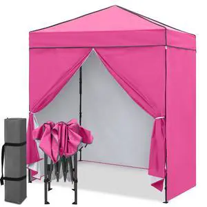 6x4 Instant Pop Up Canopy Tent with 4 Side Wall Panels, Straight Leg Sun Shelter, Portable Canopy with Carry Bag for Camping, Beach & Sports, Pink 6x4 Instant Pop Up Canopy Tent with 4 Side Wall Panels, Straight Leg Sun Shelter, Portable Canopy with Carry Bag for Camping, Beach & Sports, Pink