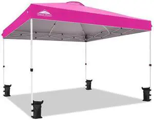 Pop Up Canopy Tent with Wheeled Carry Bag, 8 Stakes, 4 Ropes, 4 Weight Bags, Easy Set Up Tent Canopy, 12x12 ft, 144sqft of Shade, Pink Pop Up Canopy Tent with Wheeled Carry Bag, 8 Stakes, 4 Ropes, 4 Weight Bags, Easy Set Up Tent Canopy, 12x12 ft, 144sqft of Shade, Pink