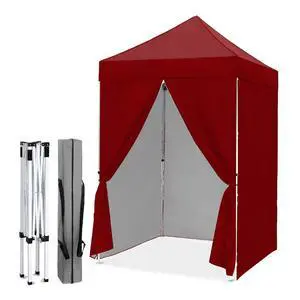 5x5 Instant Canopy with 4-Side Wall Panels, Small Pop up Portable Canopy Tent with Carry Bag, Light Weight Sun Shelter for Sports, Camping and Beach, Burgundy 5x5 Instant Canopy with 4-Side Wall Panels, Small Pop up Portable Canopy Tent with Carry Bag, Light Weight Sun Shelter for Sports, Camping and Beach, Burgundy