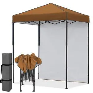 6x4 Instant Pop Up Canopy Tent with 1 Side Wall Panel, Straight Leg Sun Shelter, Portable Canopy with Carry Bag for Camping, Beach & Sports, Khaki 6x4 Instant Pop Up Canopy Tent with 1 Side Wall Panel, Straight Leg Sun Shelter, Portable Canopy with Carry Bag for Camping, Beach & Sports, Khaki