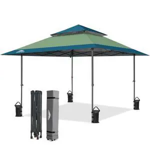 13x13 Straight Leg Pop Up Canopy Tent Instant Outdoor Canopy Easy Single Person Set up Folding Shelter w/Auto Extending Eaves 169 Square Feet of Shade (Light Green/Blue) 13x13 Straight Leg Pop Up Canopy Tent Instant Outdoor Canopy Easy Single Person Set up Folding Shelter w/Auto Extending Eaves 169 Square Feet of Shade (Light Green/Blue)