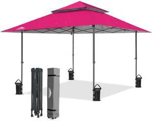 13x13 Straight Leg Pop Up Canopy Tent Instant Outdoor Canopy Easy Single Person Set up Folding Shelter w/Auto Extending Eaves 169 Square Feet of Shade (Deep Pink) 13x13 Straight Leg Pop Up Canopy Tent Instant Outdoor Canopy Easy Single Person Set up Folding Shelter w/Auto Extending Eaves 169 Square Feet of Shade (Deep Pink)