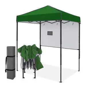 6x4 Instant Pop Up Canopy Tent with 1 Half Wall Panel, Straight Leg Sun Shelter, Portable Canopy with Carry Bag for Camping, Beach & Sports, Green 6x4 Instant Pop Up Canopy Tent with 1 Half Wall Panel, Straight Leg Sun Shelter, Portable Canopy with Carry Bag for Camping, Beach & Sports, Green