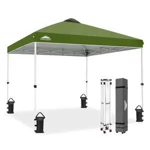 Pop Up Canopy Tent with Wheeled Carry Bag, 8 Stakes, 4 Ropes, 4 Weight Bags, Easy Set Up Tent Canopy, 10x10 ft, 100sqft of Shade, Grass Green Pop Up Canopy Tent with Wheeled Carry Bag, 8 Stakes, 4 Ropes, 4 Weight Bags, Easy Set Up Tent Canopy, 10x10 ft, 100sqft of Shade, Grass Green