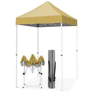5x5 Pop Up Canopy Tent Instant Outdoor Canopy Easy Set-up Straight Leg Folding Shelter, Beige 5x5 Pop Up Canopy Tent Instant Outdoor Canopy Easy Set-up Straight Leg Folding Shelter, Beige
