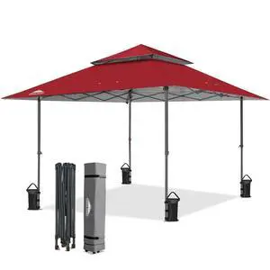 13x13 Straight Leg Pop Up Canopy Tent Instant Outdoor Canopy Easy Single Person Set up Folding Shelter w/Auto Extending Eaves 169 Square Feet of Shade (Red) 13x13 Straight Leg Pop Up Canopy Tent Instant Outdoor Canopy Easy Single Person Set up Folding Shelter w/Auto Extending Eaves 169 Square Feet of Shade (Red)