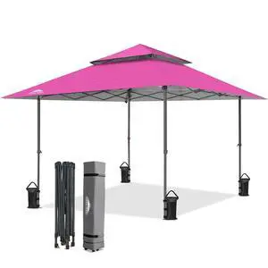 13x13 Straight Leg Pop Up Canopy Tent Instant Outdoor Canopy Easy Single Person Set up Folding Shelter w/Auto Extending Eaves 169 Square Feet of Shade (Light Pink) 13x13 Straight Leg Pop Up Canopy Tent Instant Outdoor Canopy Easy Single Person Set up Folding Shelter w/Auto Extending Eaves 169 Square Feet of Shade (Light Pink)
