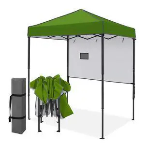 6x4 Instant Pop Up Canopy Tent with 1 Half Wall Panel, Straight Leg Sun Shelter, Portable Canopy with Carry Bag for Camping, Beach & Sports, Grass Green 6x4 Instant Pop Up Canopy Tent with 1 Half Wall Panel, Straight Leg Sun Shelter, Portable Canopy with Carry Bag for Camping, Beach & Sports, Grass Green