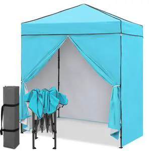 6x4 Instant Pop Up Canopy Tent with 4 Side Wall Panels, Straight Leg Sun Shelter, Portable Canopy with Carry Bag for Camping, Beach & Sports, Light Blue 6x4 Instant Pop Up Canopy Tent with 4 Side Wall Panels, Straight Leg Sun Shelter, Portable Canopy with Carry Bag for Camping, Beach & Sports, Light Blue