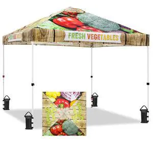 Pop Up Canopy Tent with Wheeled Carry Bag, 8 Stakes, 4 Ropes, 4 Weight Bags, Easy Set Up Tent Canopy, 10x10 ft, 100sqft of Shade, Vegetable Stand Pop Up Canopy Tent with Wheeled Carry Bag, 8 Stakes, 4 Ropes, 4 Weight Bags, Easy Set Up Tent Canopy, 10x10 ft, 100sqft of Shade, Vegetable Stand