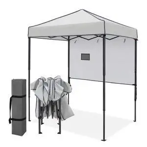 6x4 Instant Pop Up Canopy Tent with 1 Half Wall Panel, Straight Leg Sun Shelter, Portable Canopy with Carry Bag for Camping, Beach & Sports, Gray 6x4 Instant Pop Up Canopy Tent with 1 Half Wall Panel, Straight Leg Sun Shelter, Portable Canopy with Carry Bag for Camping, Beach & Sports, Gray