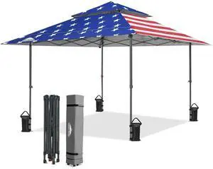 13x13 Straight Leg Pop Up Canopy Tent Instant Outdoor Canopy Easy Single Person Set up Folding Shelter w/Auto Extending Eaves 169 Square Feet of Shade (American Flag) 13x13 Straight Leg Pop Up Canopy Tent Instant Outdoor Canopy Easy Single Person Set up Folding Shelter w/Auto Extending Eaves 169 Square Feet of Shade (American Flag)