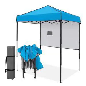 6x4 Instant Pop Up Canopy Tent with 1 Half Wall Panel, Straight Leg Sun Shelter, Portable Canopy with Carry Bag for Camping, Beach & Sports, Light Blue 6x4 Instant Pop Up Canopy Tent with 1 Half Wall Panel, Straight Leg Sun Shelter, Portable Canopy with Carry Bag for Camping, Beach & Sports, Light Blue