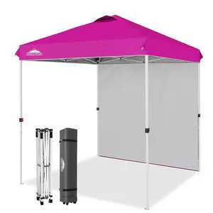Commercial Canopy 6.6x6.6 Pop Up Canopy Tent with 1 Sidewall, Easy Setup Heavy Duty Instant Event Shelter for Vendors & Markets, Outdoor Sun Shade, Pink Commercial Canopy 6.6x6.6 Pop Up Canopy Tent with 1 Sidewall, Easy Setup Heavy Duty Instant Event Shelter for Vendors & Markets, Outdoor Sun Shade, Pink