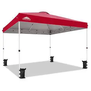 Pop Up Canopy Tent with Wheeled Carry Bag, 8 Stakes, 4 Ropes, 4 Weight Bags, Easy Set Up Tent Canopy, 12x12 ft, 144sqft of Shade, Red Pop Up Canopy Tent with Wheeled Carry Bag, 8 Stakes, 4 Ropes, 4 Weight Bags, Easy Set Up Tent Canopy, 12x12 ft, 144sqft of Shade, Red