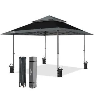 13x13 Straight Leg Pop Up Canopy Tent Instant Outdoor Canopy Easy Single Person Set up Folding Shelter w/Auto Extending Eaves 169 Square Feet of Shade (Black/Gray) 13x13 Straight Leg Pop Up Canopy Tent Instant Outdoor Canopy Easy Single Person Set up Folding Shelter w/Auto Extending Eaves 169 Square Feet of Shade (Black/Gray)