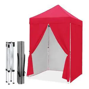 5x5 Instant Canopy with 4-Side Wall Panels, Small Pop up Portable Canopy Tent with Carry Bag, Light Weight Sun Shelter for Sports, Camping and Beach, Red 5x5 Instant Canopy with 4-Side Wall Panels, Small Pop up Portable Canopy Tent with Carry Bag, Light Weight Sun Shelter for Sports, Camping and Beach, Red