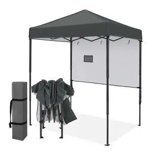 6x4 Instant Pop Up Canopy Tent with 1 Half Wall Panel, Straight Leg Sun Shelter, Portable Canopy with Carry Bag for Camping, Beach & Sports, Dark Gray 6x4 Instant Pop Up Canopy Tent with 1 Half Wall Panel, Straight Leg Sun Shelter, Portable Canopy with Carry Bag for Camping, Beach & Sports, Dark Gray