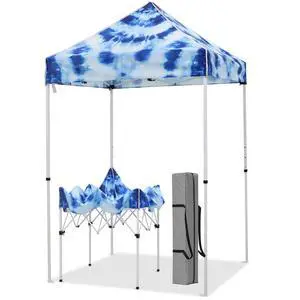 5x5 Pop Up Canopy Tent Instant Outdoor Canopy Easy Set-up Straight Leg Folding Shelter, Tie Dye Blue 5x5 Pop Up Canopy Tent Instant Outdoor Canopy Easy Set-up Straight Leg Folding Shelter, Tie Dye Blue