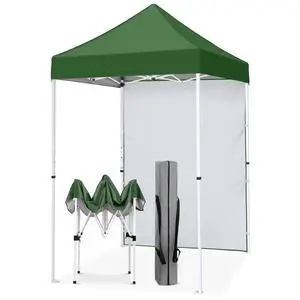 Pop up Canopy 5x5, Outdoor Portable Canopy Tent with One Removable Sunwall, Carry Bag Included, Green Pop up Canopy 5x5, Outdoor Portable Canopy Tent with One Removable Sunwall, Carry Bag Included, Green