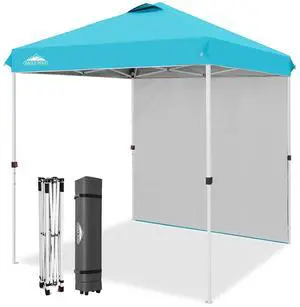 Commercial Canopy 6.6x6.6 Pop Up Canopy Tent with 1 Sidewall, Easy Setup Heavy Duty Instant Event Shelter for Vendors & Markets, Outdoor Sun Shade, Light Blue Commercial Canopy 6.6x6.6 Pop Up Canopy Tent with 1 Sidewall, Easy Setup Heavy Duty Instant Event Shelter for Vendors & Markets, Outdoor Sun Shade, Light Blue