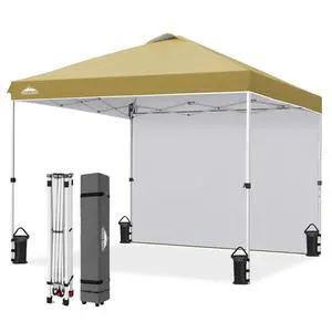 Commercial Canopy 10x10 Pop Up Canopy Tent with 1 Sidewall, Easy Setup Heavy Duty Instant Event Shelter for Vendors & Markets, Outdoor Sun Shade, Beige Commercial Canopy 10x10 Pop Up Canopy Tent with 1 Sidewall, Easy Setup Heavy Duty Instant Event Shelter for Vendors & Markets, Outdoor Sun Shade, Beige