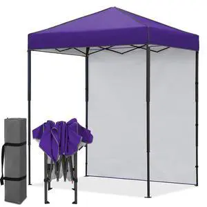 6x4 Instant Pop Up Canopy Tent with 1 Side Wall Panel, Straight Leg Sun Shelter, Portable Canopy with Carry Bag for Camping, Beach & Sports, Purple 6x4 Instant Pop Up Canopy Tent with 1 Side Wall Panel, Straight Leg Sun Shelter, Portable Canopy with Carry Bag for Camping, Beach & Sports, Purple