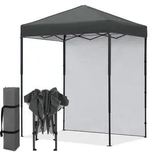 6x4 Instant Pop Up Canopy Tent with 1 Side Wall Panel, Straight Leg Sun Shelter, Portable Canopy with Carry Bag for Camping, Beach & Sports, Dark Gray 6x4 Instant Pop Up Canopy Tent with 1 Side Wall Panel, Straight Leg Sun Shelter, Portable Canopy with Carry Bag for Camping, Beach & Sports, Dark Gray