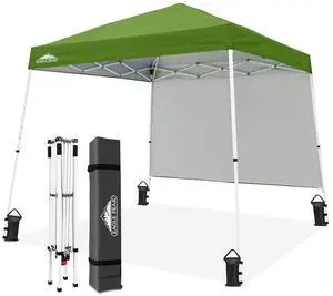 10x10 Pop Up Canopy Tent with Sidewall, Compact, Portable Slant Leg Instant Sun Shelter for Beach, Sports, & Camping, 10x10 Base 8x8 Top, Green 10x10 Pop Up Canopy Tent with Sidewall, Compact, Portable Slant Leg Instant Sun Shelter for Beach, Sports, & Camping, 10x10 Base 8x8 Top, Green