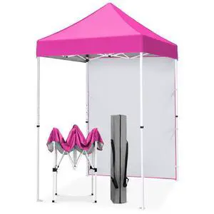 Pop up Canopy 5x5, Outdoor Portable Canopy Tent with One Removable Sunwall, Carry Bag Included, Pink Pop up Canopy 5x5, Outdoor Portable Canopy Tent with One Removable Sunwall, Carry Bag Included, Pink