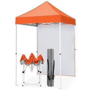 Pop up Canopy 5x5, Outdoor Portable Canopy Tent with One Removable Sunwall, Carry Bag Included, Orange Pop up Canopy 5x5, Outdoor Portable Canopy Tent with One Removable Sunwall, Carry Bag Included, Orange
