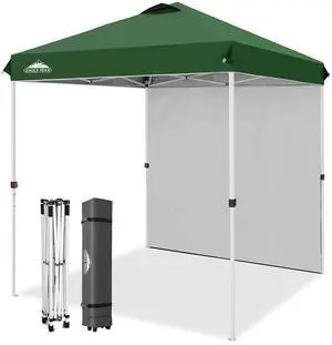 Commercial Canopy 6.6x6.6 Pop Up Canopy Tent with 1 Sidewall, Easy Setup Heavy Duty Instant Event Shelter for Vendors & Markets, Outdoor Sun Shade, Green Commercial Canopy 6.6x6.6 Pop Up Canopy Tent with 1 Sidewall, Easy Setup Heavy Duty Instant Event Shelter for Vendors & Markets, Outdoor Sun Shade, Green