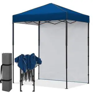6x4 Instant Pop Up Canopy Tent with 1 Side Wall Panel, Straight Leg Sun Shelter, Portable Canopy with Carry Bag for Camping, Beach & Sports, Dark Blue 6x4 Instant Pop Up Canopy Tent with 1 Side Wall Panel, Straight Leg Sun Shelter, Portable Canopy with Carry Bag for Camping, Beach & Sports, Dark Blue