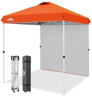 Commercial Canopy 6.6x6.6 Pop Up Canopy Tent with 1 Sidewall, Easy Setup Heavy Duty Instant Event Shelter for Vendors & Markets, Outdoor Sun Shade, Orange Commercial Canopy 6.6x6.6 Pop Up Canopy Tent with 1 Sidewall, Easy Setup Heavy Duty Instant Event Shelter for Vendors & Markets, Outdoor Sun Shade, Orange