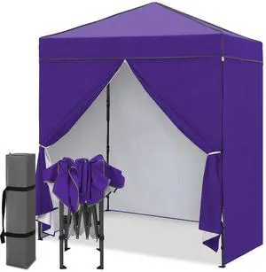 6x4 Instant Pop Up Canopy Tent with 4 Side Wall Panels, Straight Leg Sun Shelter, Portable Canopy with Carry Bag for Camping, Beach & Sports, Purple 6x4 Instant Pop Up Canopy Tent with 4 Side Wall Panels, Straight Leg Sun Shelter, Portable Canopy with Carry Bag for Camping, Beach & Sports, Purple