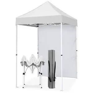 Pop up Canopy 5x5, Outdoor Portable Canopy Tent with One Removable Sunwall, Carry Bag Included, White Pop up Canopy 5x5, Outdoor Portable Canopy Tent with One Removable Sunwall, Carry Bag Included, White