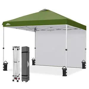 Commercial Canopy 10x10 Pop Up Canopy Tent with 1 Sidewall, Easy Setup Heavy Duty Instant Event Shelter for Vendors & Markets, Outdoor Sun Shade, Grass Green Commercial Canopy 10x10 Pop Up Canopy Tent with 1 Sidewall, Easy Setup Heavy Duty Instant Event Shelter for Vendors & Markets, Outdoor Sun Shade, Grass Green