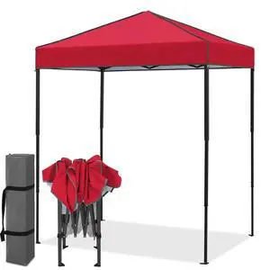 6x4 Instant Pop Up Canopy Tent, Straight Leg Sun Shelter, Portable Canopy with Carry Bag for Camping, Beach & Sports, Red 6x4 Instant Pop Up Canopy Tent, Straight Leg Sun Shelter, Portable Canopy with Carry Bag for Camping, Beach & Sports, Red