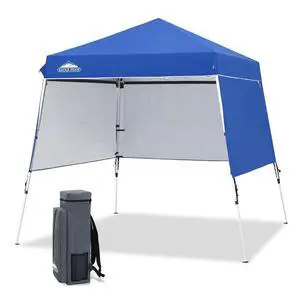 Day Tripper 8x8 Aluminum Super-Lightweight Slant Leg Pop Up Canopy with 3 Removable Walls, Instant Outdoor Backpack Canopy Tent, Outside Beach Folding Sun Shelter, 8x8 Base 6x6 Top, Blue Day Tripper 8x8 Aluminum Super-Lightweight Slant Leg Pop Up Canopy with 3 Removable Walls, Instant Outdoor Backpack Canopy Tent, Outside Beach Folding Sun Shelter, 8x8 Base 6x6 Top, Blue