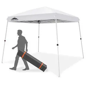 10x10 Slant Leg Outside Pop Up Canopy, Instant Outdoor Canopy Tent, 8x8 Top 10x10 Base Sun Shelter with Wheeled Carry Bag, Ropes and Stakes, White 10x10 Slant Leg Outside Pop Up Canopy, Instant Outdoor Canopy Tent, 8x8 Top 10x10 Base Sun Shelter with Wheeled Carry Bag, Ropes and Stakes, White